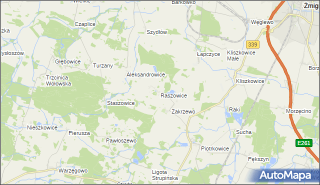 mapa Raszowice, Raszowice na mapie Targeo