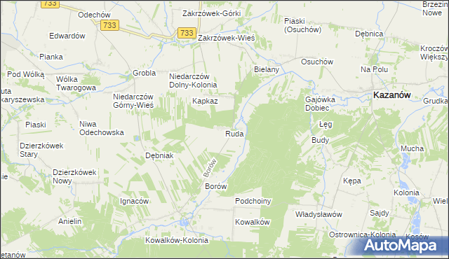 mapa Ruda gmina Kazanów, Ruda gmina Kazanów na mapie Targeo