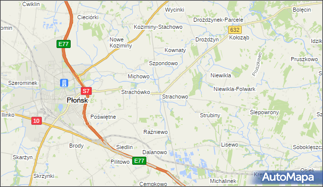 mapa Strachowo, Strachowo na mapie Targeo