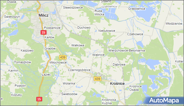 mapa Wąbnice, Wąbnice na mapie Targeo