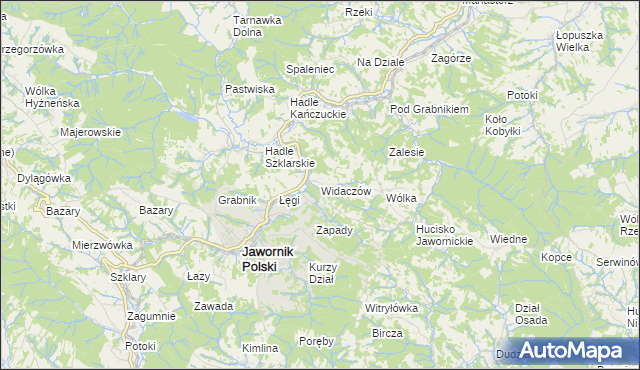 mapa Widaczów, Widaczów na mapie Targeo