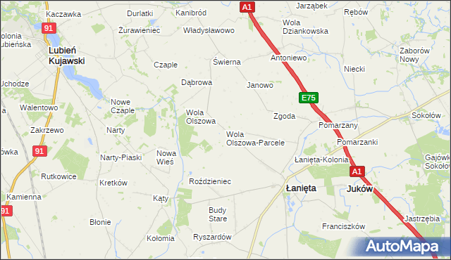 mapa Wola Olszowa-Parcele, Wola Olszowa-Parcele na mapie Targeo