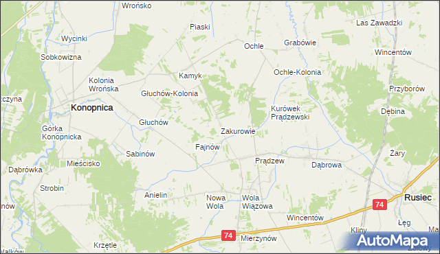 mapa Zakurowie, Zakurowie na mapie Targeo