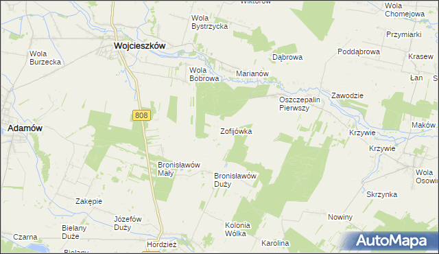 mapa Zofijówka gmina Wojcieszków, Zofijówka gmina Wojcieszków na mapie Targeo