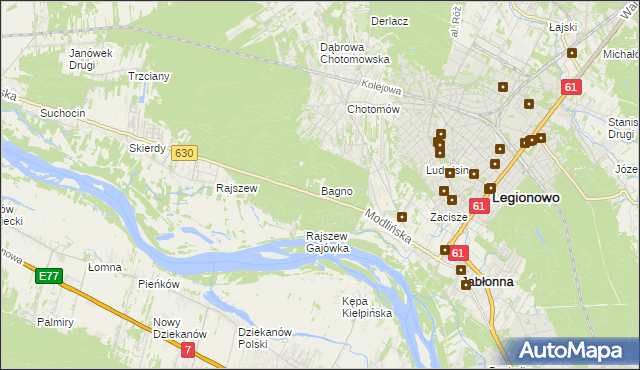 mapa Bagno gmina Jabłonna, Bagno gmina Jabłonna na mapie Targeo