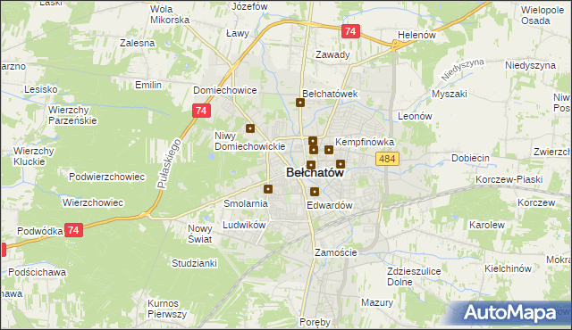mapa Bełchatów, Bełchatów na mapie Targeo