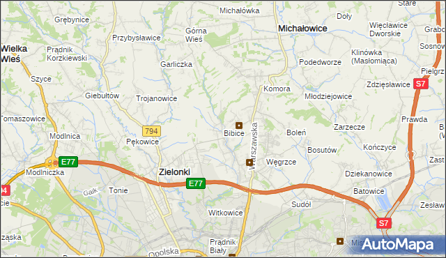 mapa Bibice, Bibice na mapie Targeo