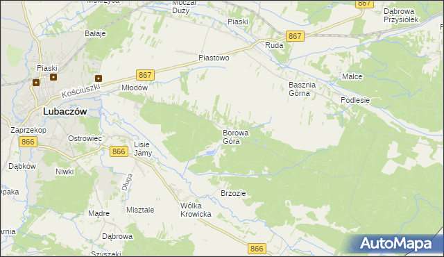 mapa Borowa Góra gmina Lubaczów, Borowa Góra gmina Lubaczów na mapie Targeo