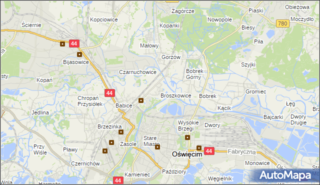 mapa Broszkowice, Broszkowice na mapie Targeo