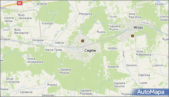 mapa Cegłów powiat miński, Cegłów powiat miński na mapie Targeo