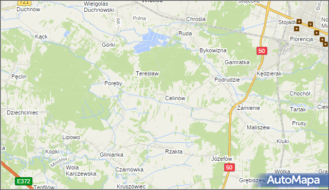 mapa Celinów gmina Dębe Wielkie, Celinów gmina Dębe Wielkie na mapie Targeo