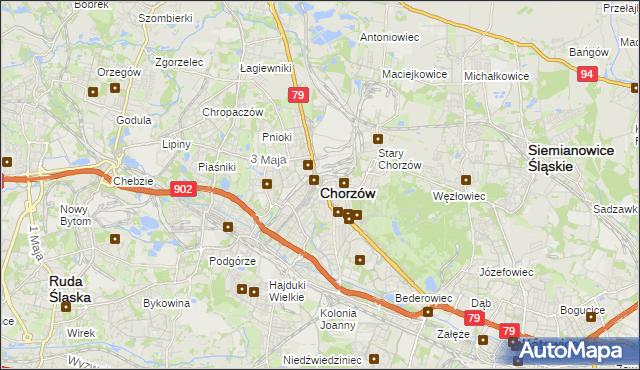 mapa Chorzów, Chorzów na mapie Targeo