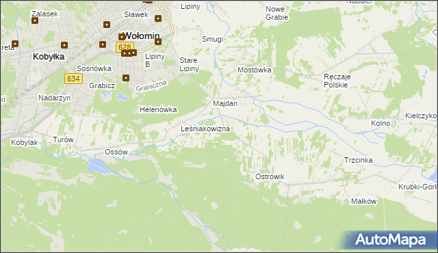 mapa Cięciwa gmina Wołomin, Cięciwa gmina Wołomin na mapie Targeo