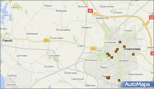 mapa Cieślin gmina Inowrocław, Cieślin gmina Inowrocław na mapie Targeo