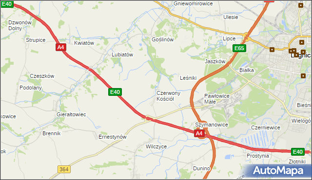 mapa Czerwony Kościół, Czerwony Kościół na mapie Targeo