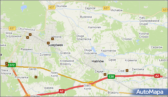 mapa Długa Kościelna, Długa Kościelna na mapie Targeo