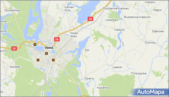 mapa Dół gmina Iława, Dół gmina Iława na mapie Targeo