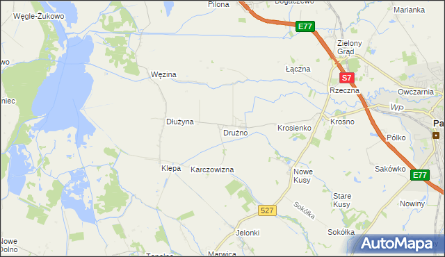 mapa Drużno, Drużno na mapie Targeo