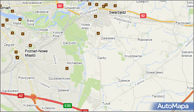 mapa Garby gmina Swarzędz, Garby gmina Swarzędz na mapie Targeo