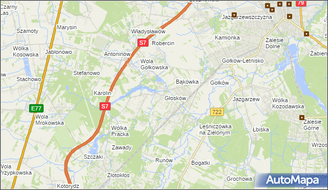 mapa Głosków gmina Piaseczno, Głosków gmina Piaseczno na mapie Targeo