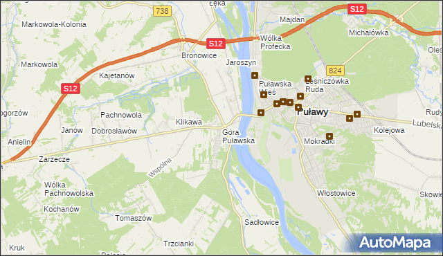 mapa Góra Puławska, Góra Puławska na mapie Targeo