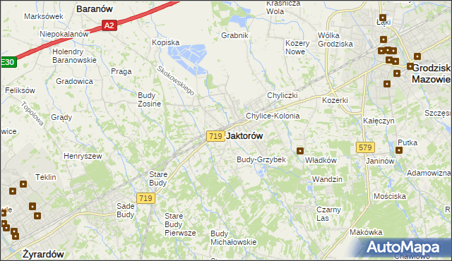 mapa Jaktorów, Jaktorów na mapie Targeo