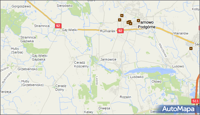 mapa Jankowice gmina Tarnowo Podgórne, Jankowice gmina Tarnowo Podgórne na mapie Targeo