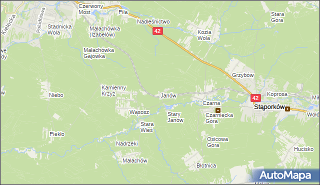 mapa Janów gmina Stąporków, Janów gmina Stąporków na mapie Targeo