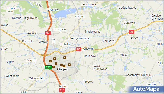 mapa Janówek gmina Grójec, Janówek gmina Grójec na mapie Targeo