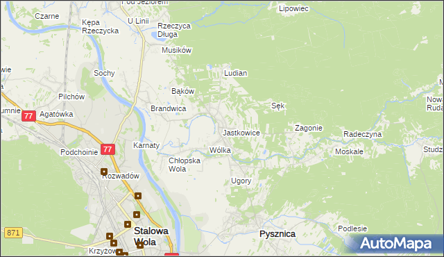 mapa Jastkowice, Jastkowice na mapie Targeo