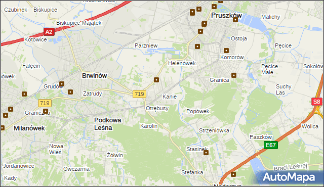 mapa Kanie gmina Brwinów, Kanie gmina Brwinów na mapie Targeo