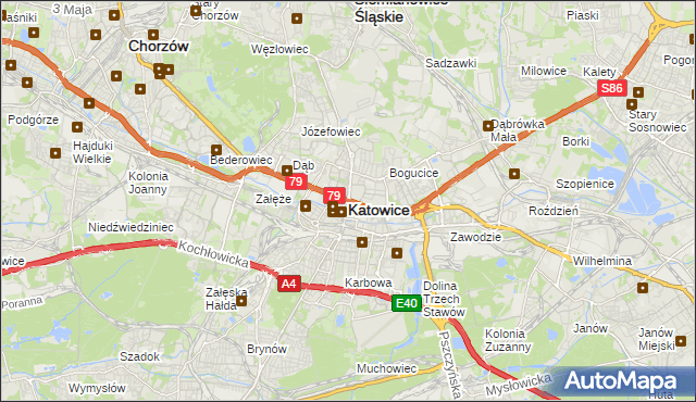 mapa Katowic, Katowice na mapie Targeo