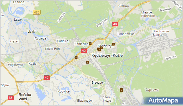 mapa Kędzierzyna-Koźle, Kędzierzyn-Koźle na mapie Targeo