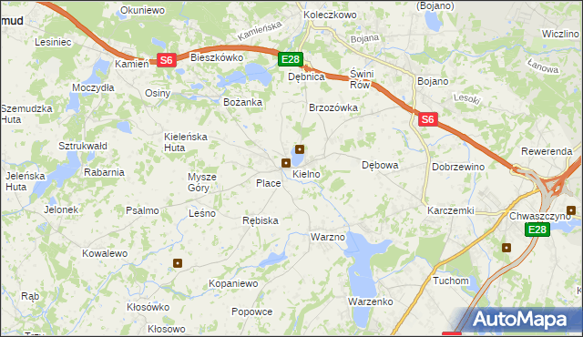 mapa Kielno gmina Szemud, Kielno gmina Szemud na mapie Targeo