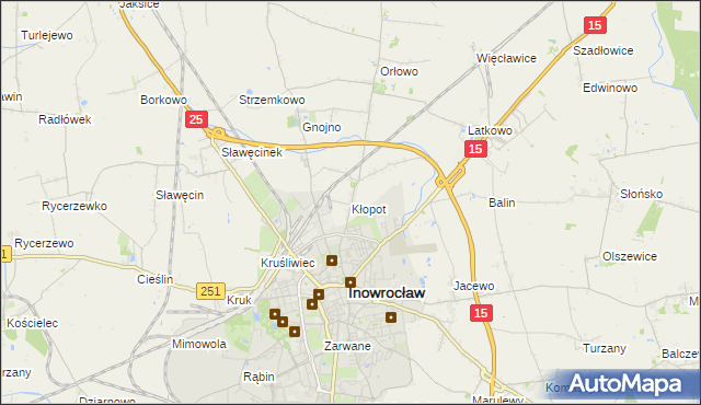 mapa Kłopot gmina Inowrocław, Kłopot gmina Inowrocław na mapie Targeo