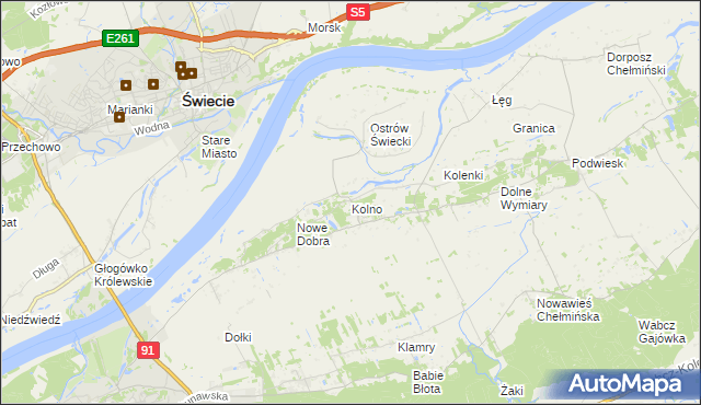 mapa Kolno gmina Chełmno, Kolno gmina Chełmno na mapie Targeo