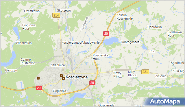 mapa Kościerska Huta, Kościerska Huta na mapie Targeo