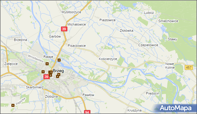 mapa Kościerzyce, Kościerzyce na mapie Targeo