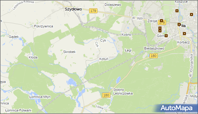 mapa Kotuń gmina Szydłowo, Kotuń gmina Szydłowo na mapie Targeo