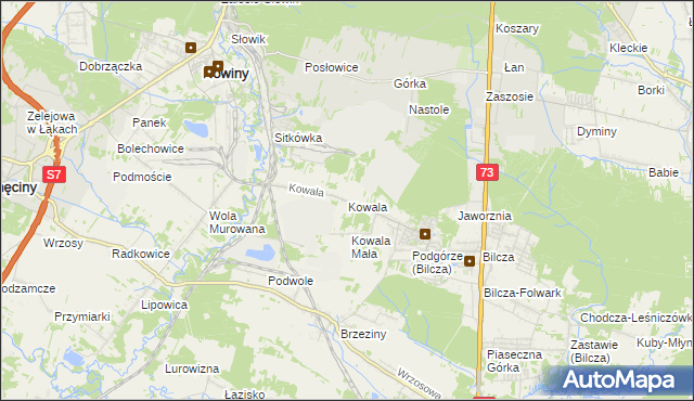 mapa Kowala gmina Sitkówka-Nowiny, Kowala gmina Sitkówka-Nowiny na mapie Targeo