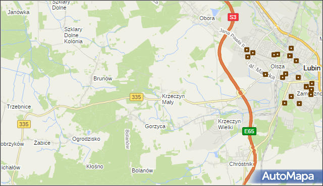 mapa Krzeczyn Mały, Krzeczyn Mały na mapie Targeo