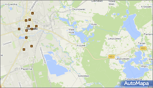 mapa Krzywe gmina Suwałki, Krzywe gmina Suwałki na mapie Targeo