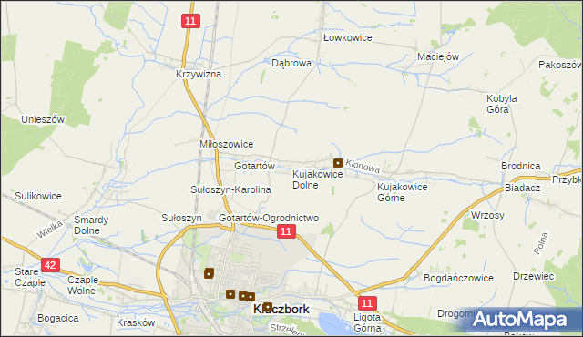 mapa Kujakowice Dolne, Kujakowice Dolne na mapie Targeo