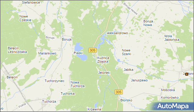 mapa Kuźnica Zbąska, Kuźnica Zbąska na mapie Targeo