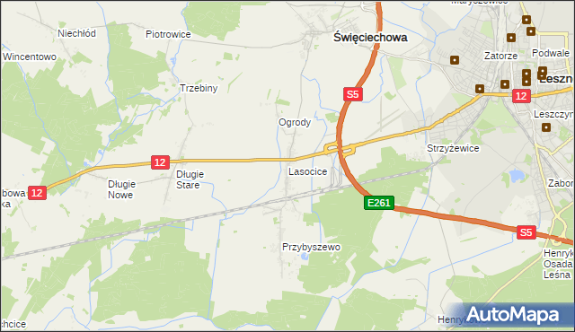 mapa Lasocice gmina Święciechowa, Lasocice gmina Święciechowa na mapie Targeo