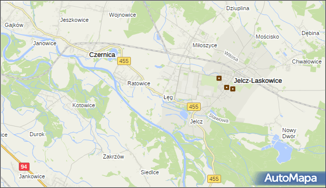 mapa Łęg gmina Jelcz-Laskowice, Łęg gmina Jelcz-Laskowice na mapie Targeo