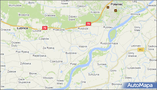 mapa Maśnik, Maśnik na mapie Targeo