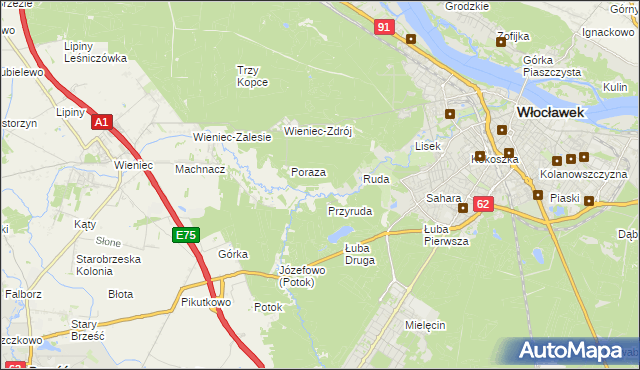 mapa Mazury gmina Brześć Kujawski, Mazury gmina Brześć Kujawski na mapie Targeo
