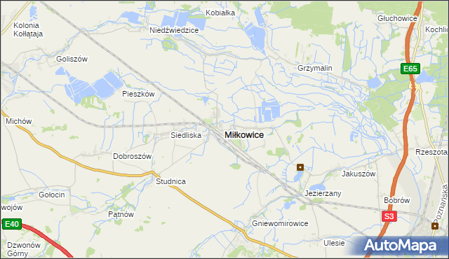 mapa Miłkowice powiat legnicki, Miłkowice powiat legnicki na mapie Targeo