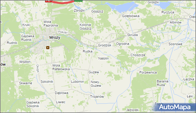 mapa Natolin gmina Mrozy, Natolin gmina Mrozy na mapie Targeo